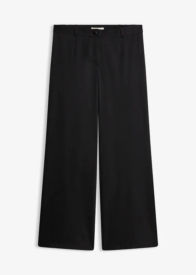 Pantalon large à pinces et taille élastiquée