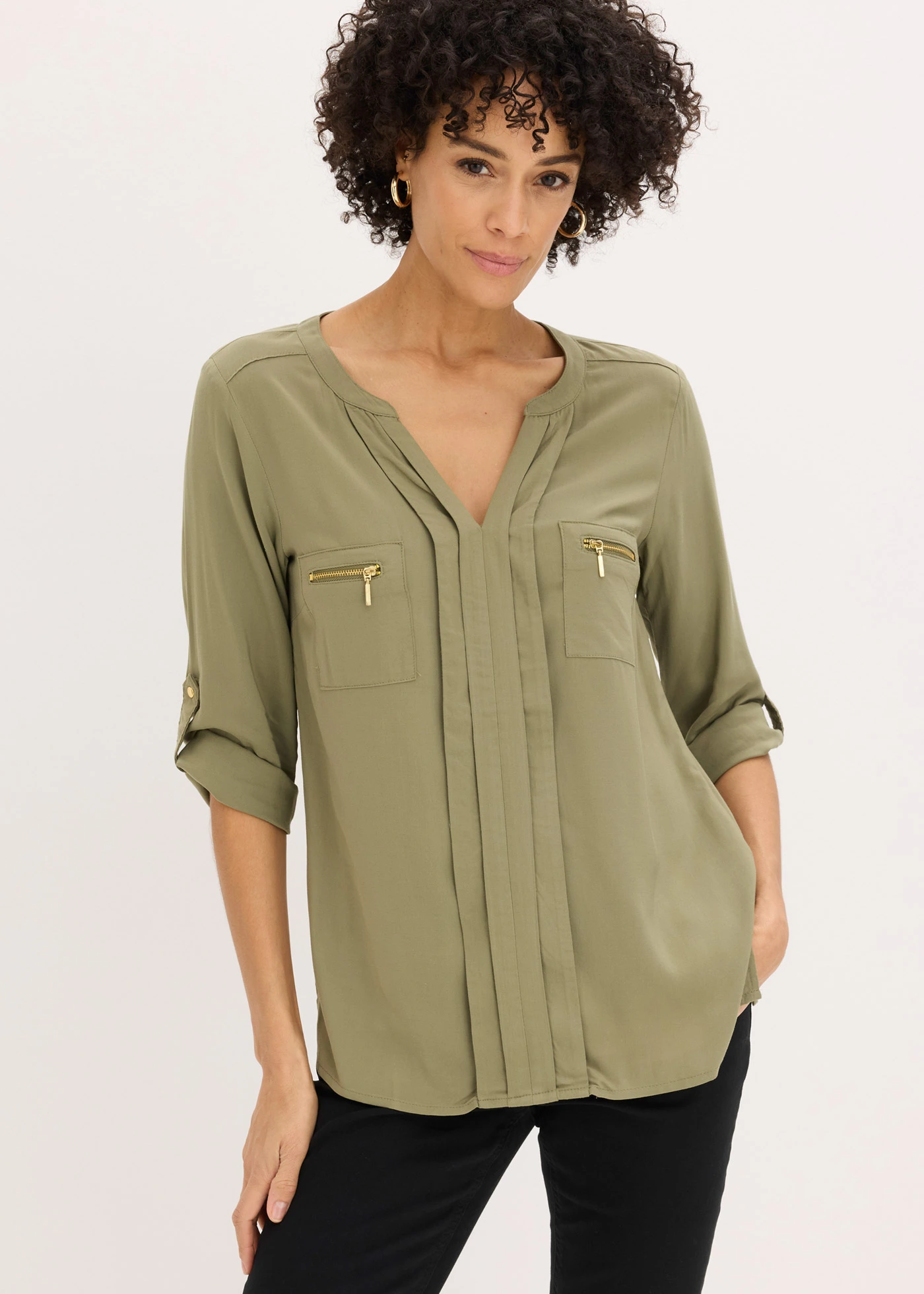 Tuniekblouse van soepele viscose • olijfgroen • bonprix online shop