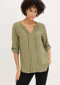 Blouse en viscose fluide, Couleur: olive