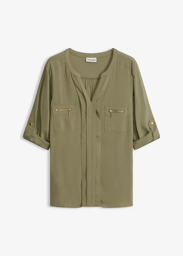 Blouse en viscose fluide • olive • Boutique bonprix