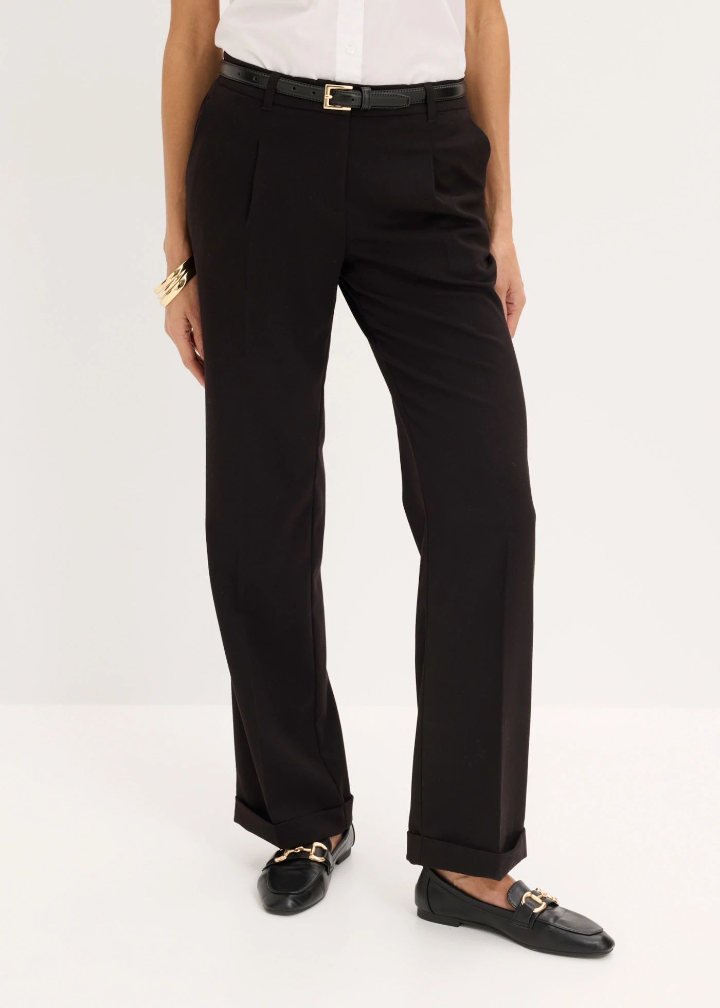 Pantalon large à pinces • noir • Boutique bonprix