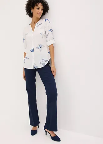 Viscose blouse met print • wit/blauw met print • bonprix online shop