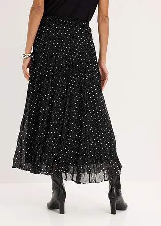 Chiffon rok in crash look, Kleur: zwart-wit gestippeld