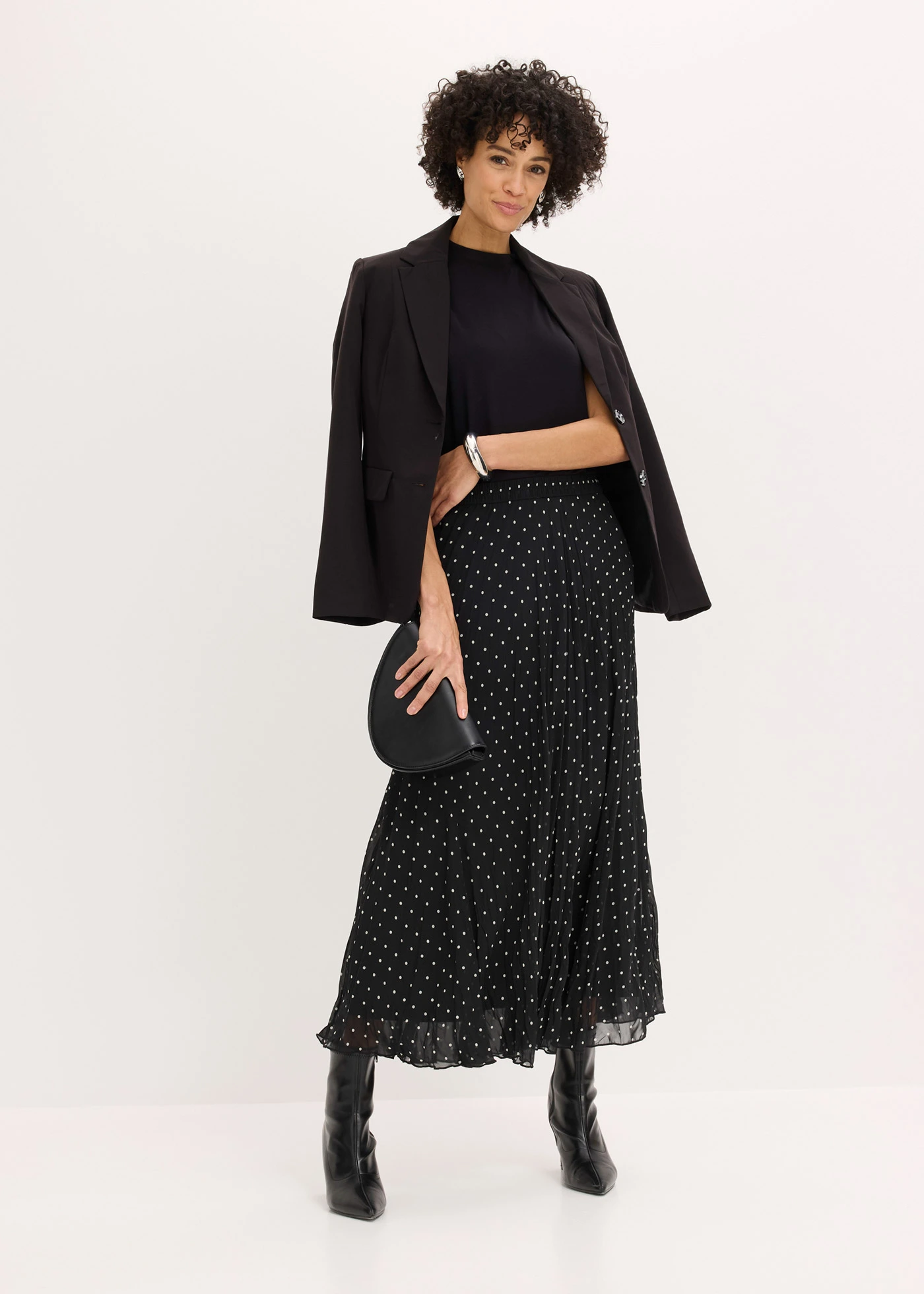 Chiffon rok in crash look • zwart-wit gestippeld • bonprix online shop