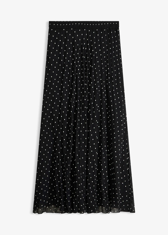 Chiffon rok in crash look, Kleur: zwart-wit gestippeld