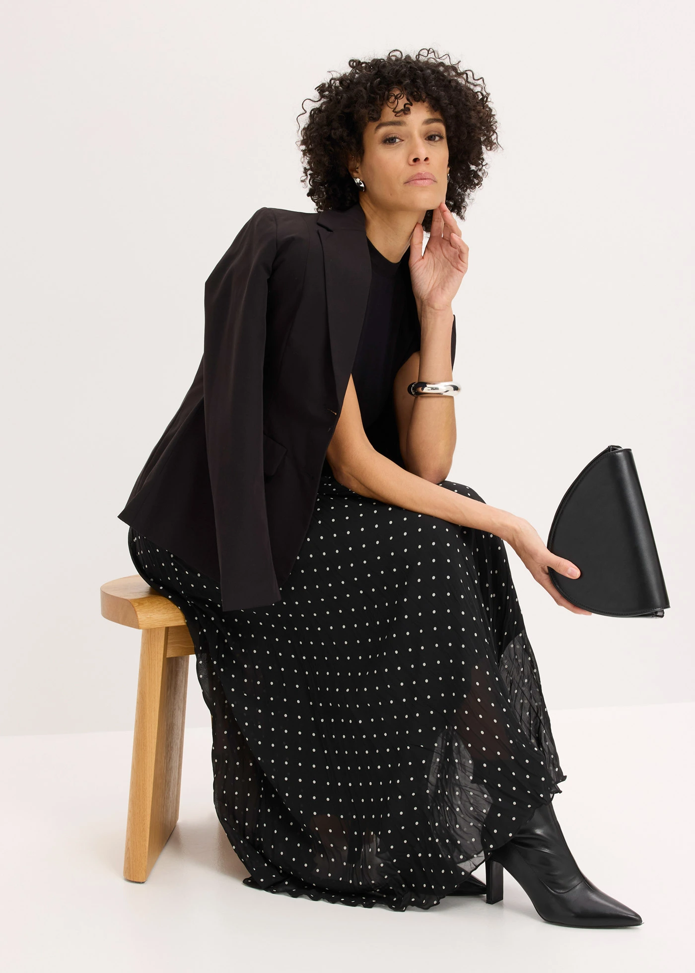 Chiffon rok in crash look • zwart-wit gestippeld • bonprix online shop