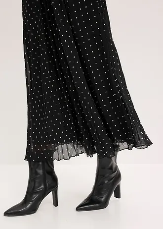 Jupe en mousseline effet froissé • noir pois blanc • Boutique bonprix