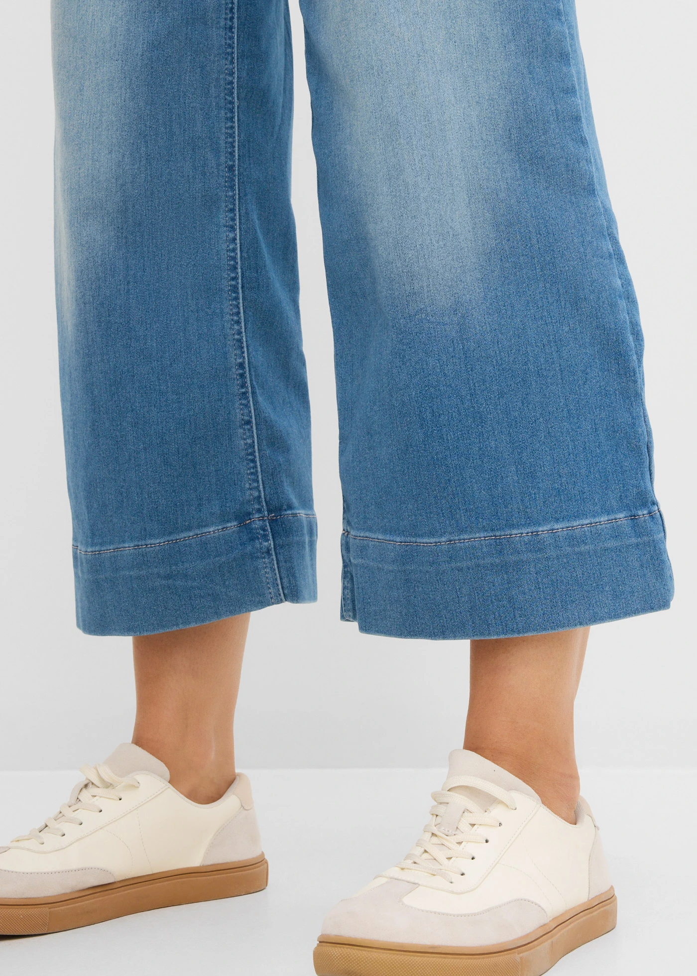 7/8 ultra-strečové džínsy, Culotte • svetlomodrá denim used • obchod bonprix