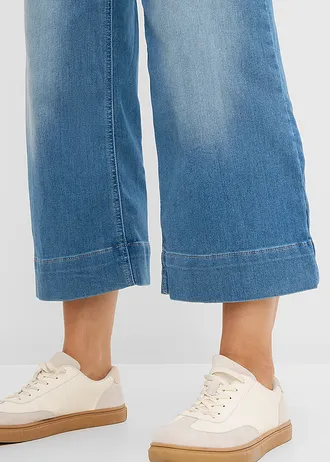 Blugi culotte din material ultrasoft • bleu denim uzat • magazin bonprix