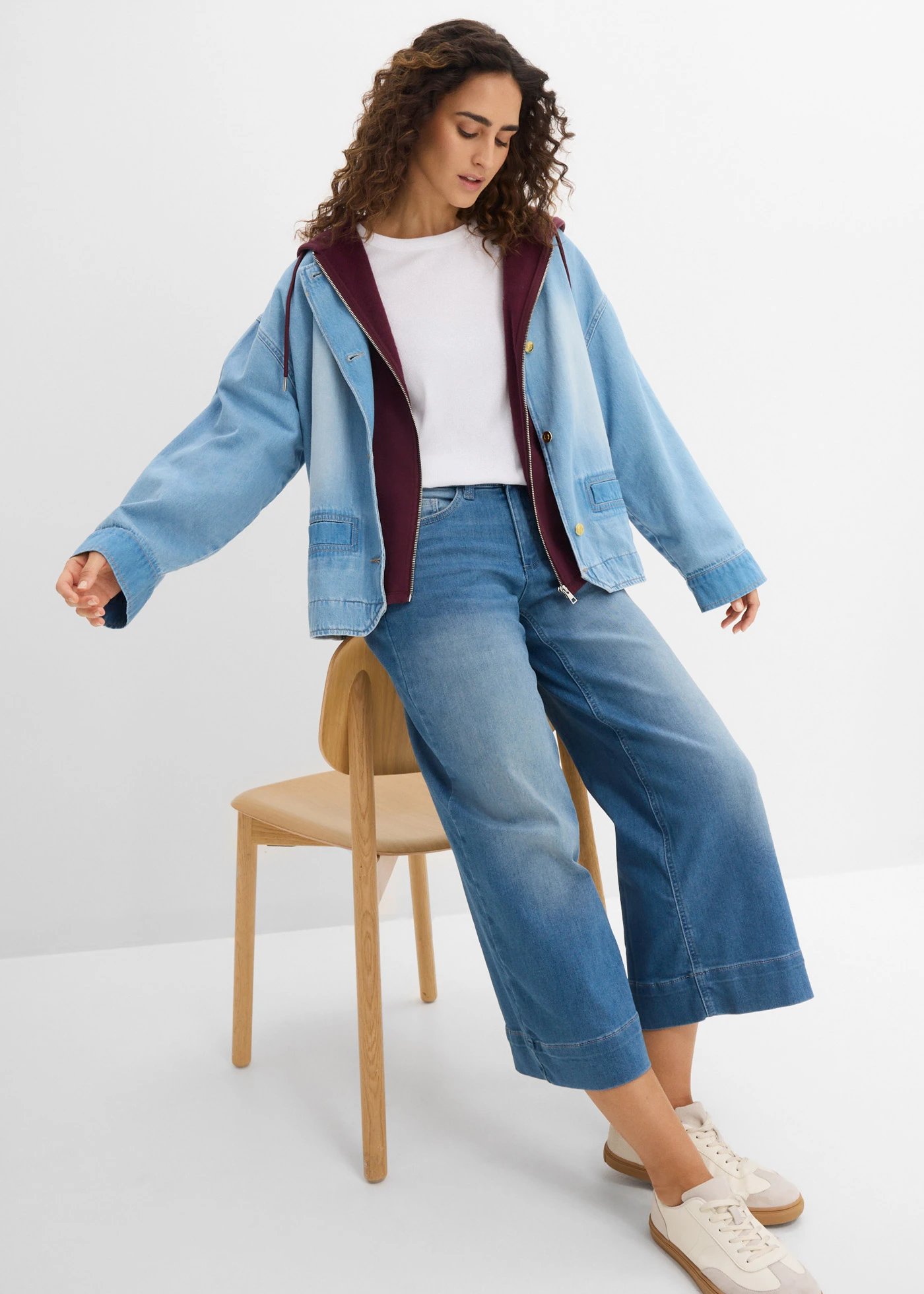 7/8 Ultra Soft džíny Culotte • světle modrý denim used • bonprix obchod