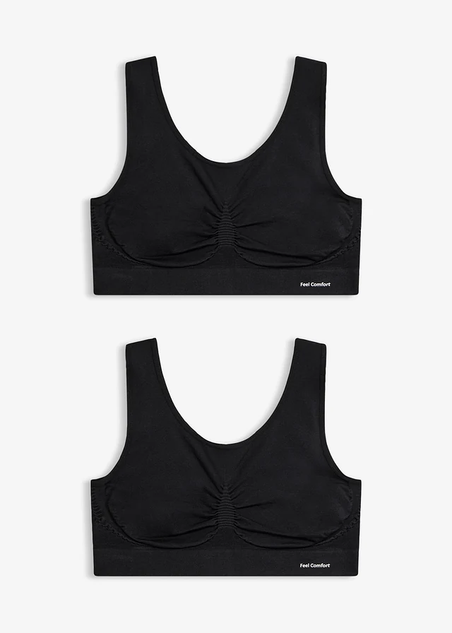 Feel Comfort Seamless Bustier melltartó (2 db-os csomag) • fekete • bonprix áruház