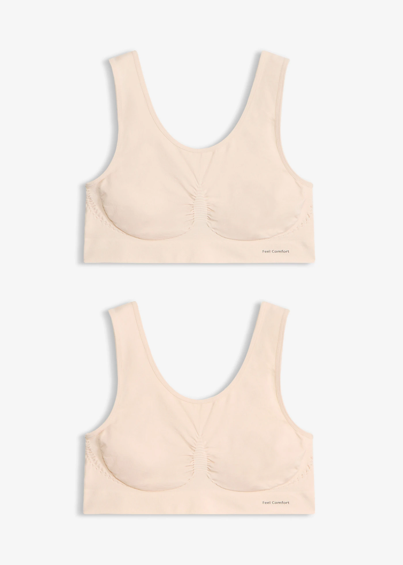 Bezszwowy biustonosz bustier z kolekcji Feel Comfort (2 szt.) • beżowy piaskowy • sklep bonprix