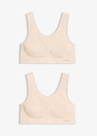 Bezszwowy biustonosz bustier z kolekcji Feel Comfort (2 szt.) • beżowy piaskowy • sklep bonprix