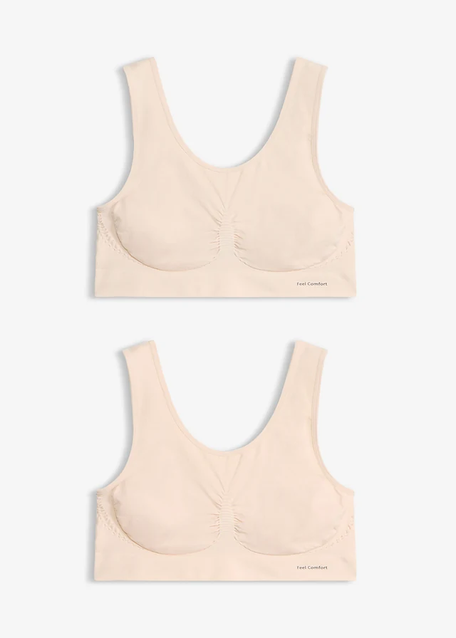 Bezszwowy biustonosz bustier z kolekcji Feel Comfort (2 szt.) • beżowy piaskowy • sklep bonprix