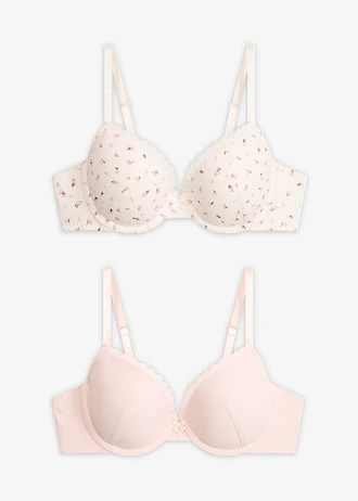 Sutien vătuit din material ripsat cu cupă vătuite și armătură, cu bumbac organic (set/ 2 buc.)