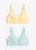 Lot de 2 soutiens-gorge coton sans armatures, Couleur: jaune clair + bleu aqua