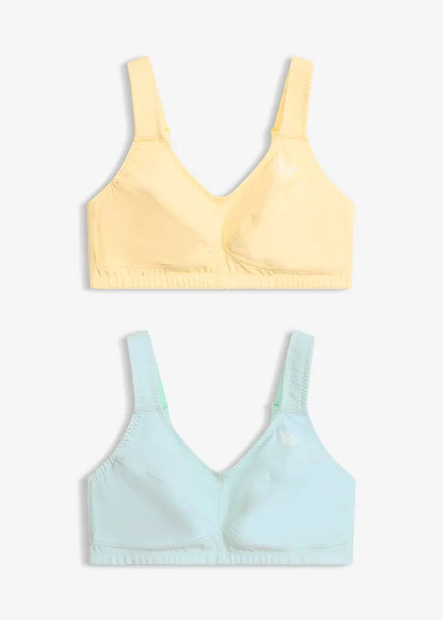 Bh zonder beugels met biologisch katoen (set van 2) • lichtgeel+aquablauw • bonprix online shop