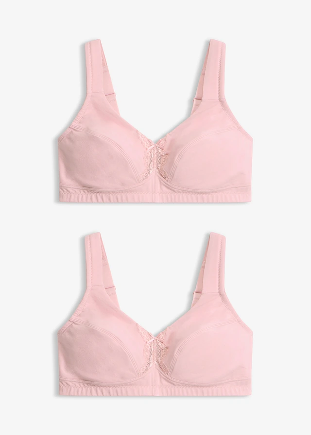 Sutien fără armătură cu bumbac organic (set/2 buc.) • 2 x roz cenuşiu • magazin bonprix