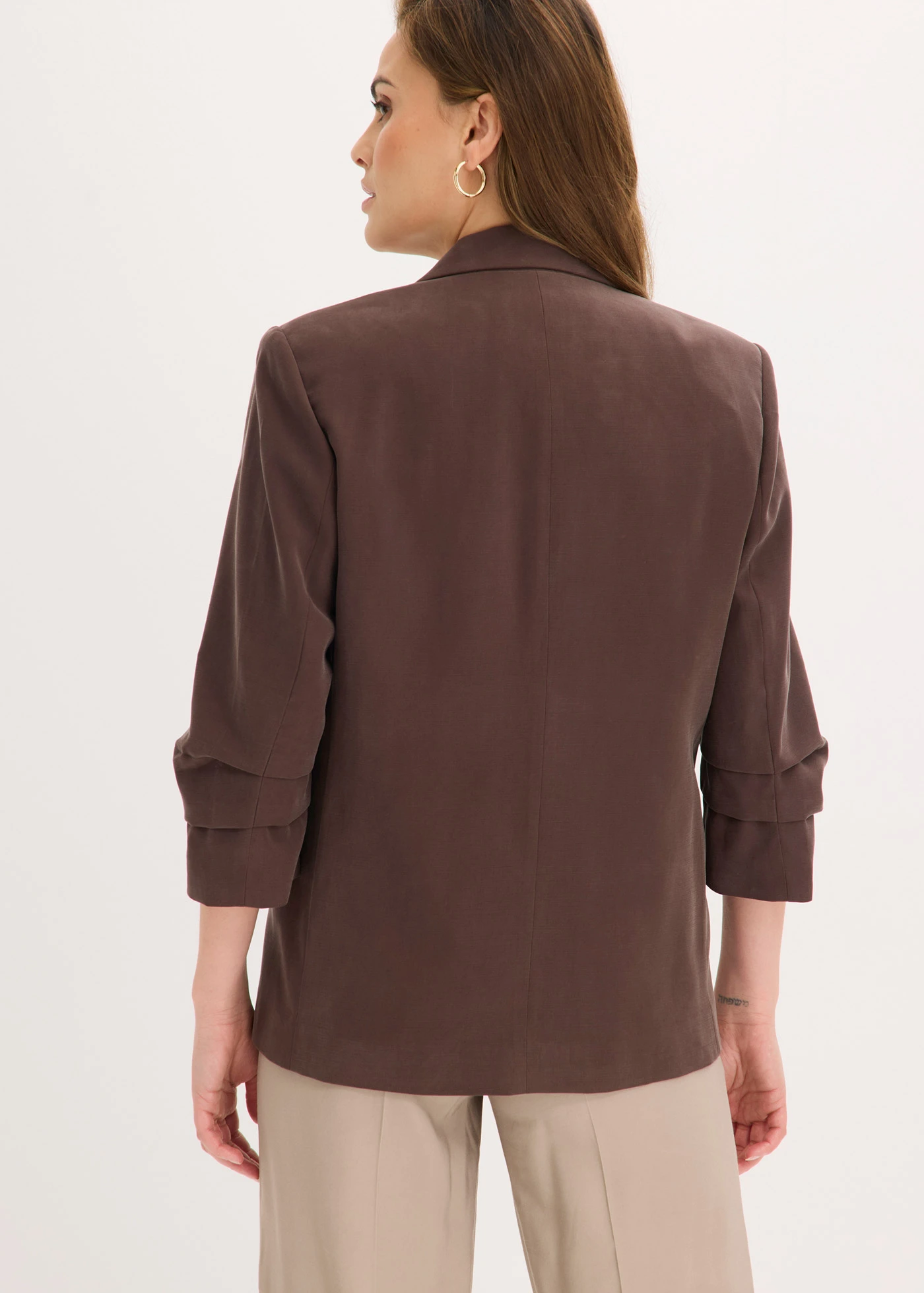 Casual blazer van viscose met 3/4 mouwen • donkerbruin • bonprix online shop