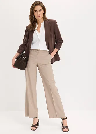 Casual blazer van viscose met 3/4 mouwen, Kleur: donkerbruin