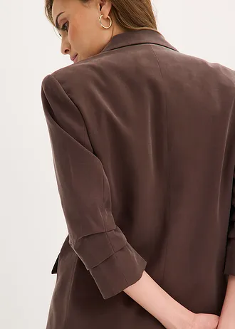 Casual blazer van viscose met 3/4 mouwen • donkerbruin • bonprix online shop