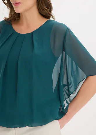 Sifon blúz toppal • mélyzöld • bonprix áruház