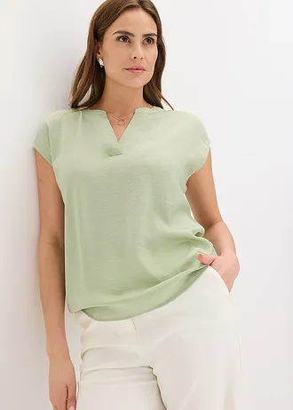 Blouse manches courtes ample en satin avec épaules descendues • vert pâle • Boutique bonprix