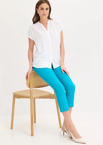 Pantaloni 7/8 cu talie elastică, cu stretch • albastru-lagună • magazin bonprix