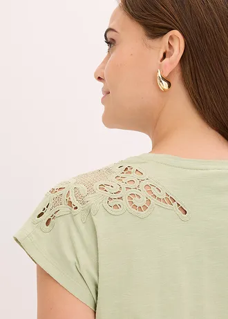 Tričko s háčkovaným detailem • světle zelená • bonprix obchod
