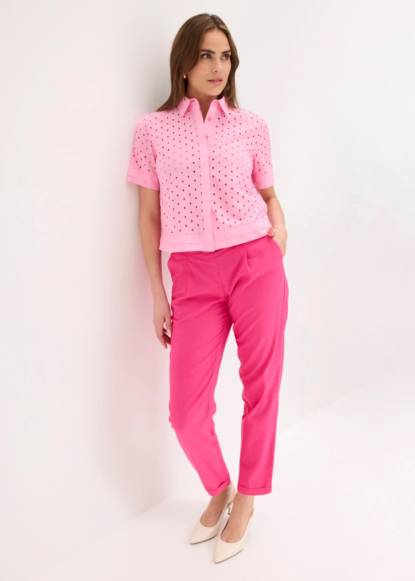 Pantalon en lin mélangé • fuchsia • Boutique bonprix