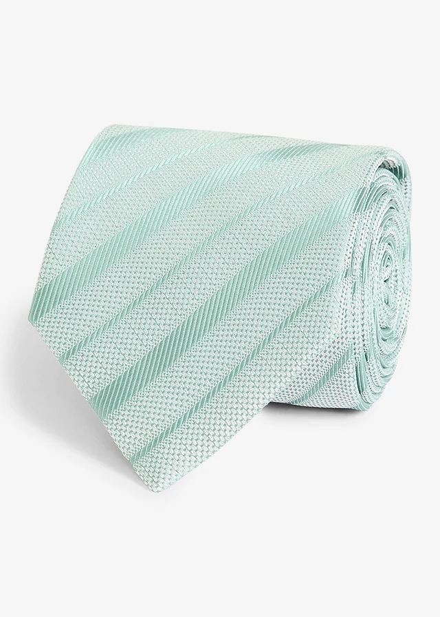 Pochet en stropdas (2-dlg. set), Kleur: rookgroen-wolwit gestreept