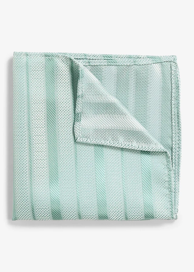 Pochet en stropdas (2-dlg. set), Kleur: rookgroen-wolwit gestreept