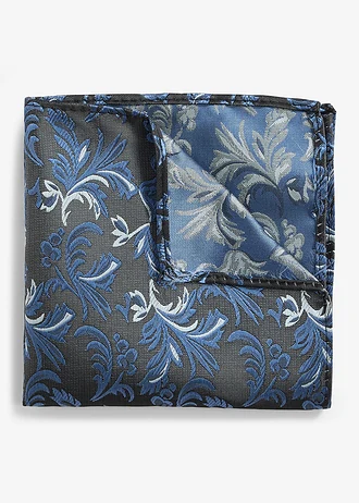 Pochet en stropdas (2-dlg. set), Kleur: zwart-donkerblauw-lichtblauw paisley