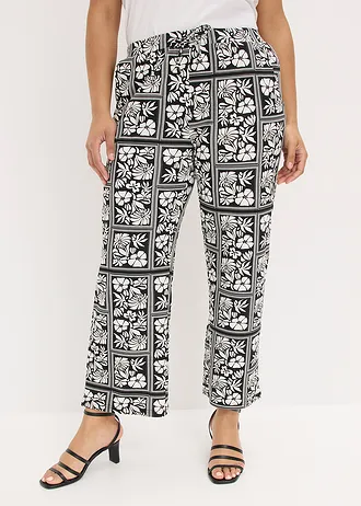 Pantalon en jersey Punto di Roma, Couleur: noir/écru imprimé