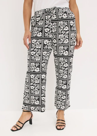 Jersey broek van Punto di Roma, Kleur: zwart-wolwit gedessineerd