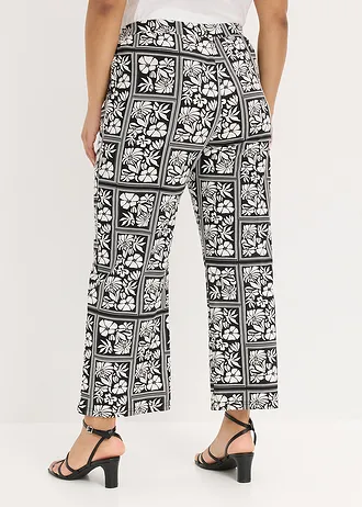 Pantalon en jersey Punto di Roma, Couleur: noir/écru imprimé