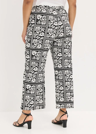 Jersey broek van Punto di Roma, Kleur: zwart-wolwit gedessineerd