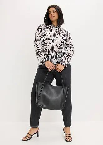 Halenka, barva: přírodní bílo-černá s potiskem