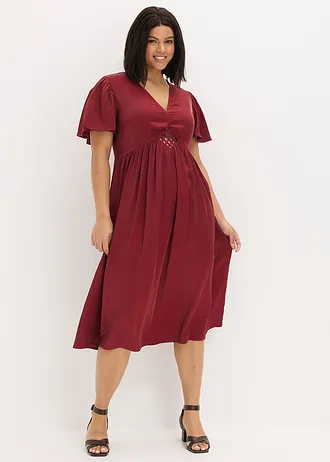 Robe midi en satin irisé, Couleur: rouge rubis
