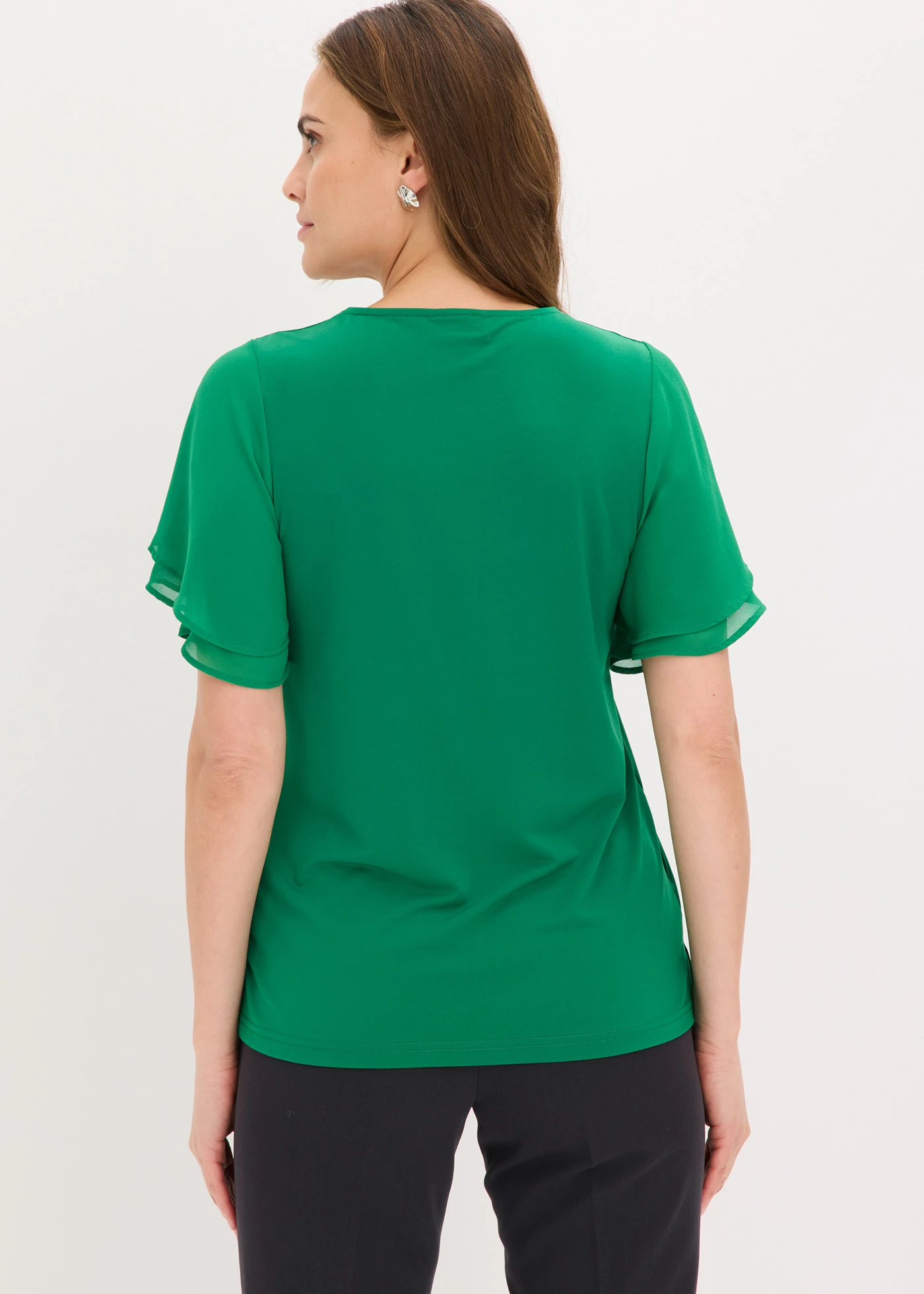 T-shirt avec manches en mousseline • vert aventurine • Boutique bonprix