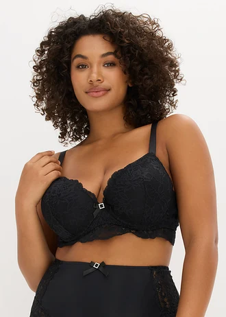 Soutien-gorge à coques et dentelle délicate, Couleur: noir