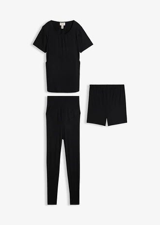 Komplet do karmienia: T-shirt, krótkie spodnie, legginsy (3 części)