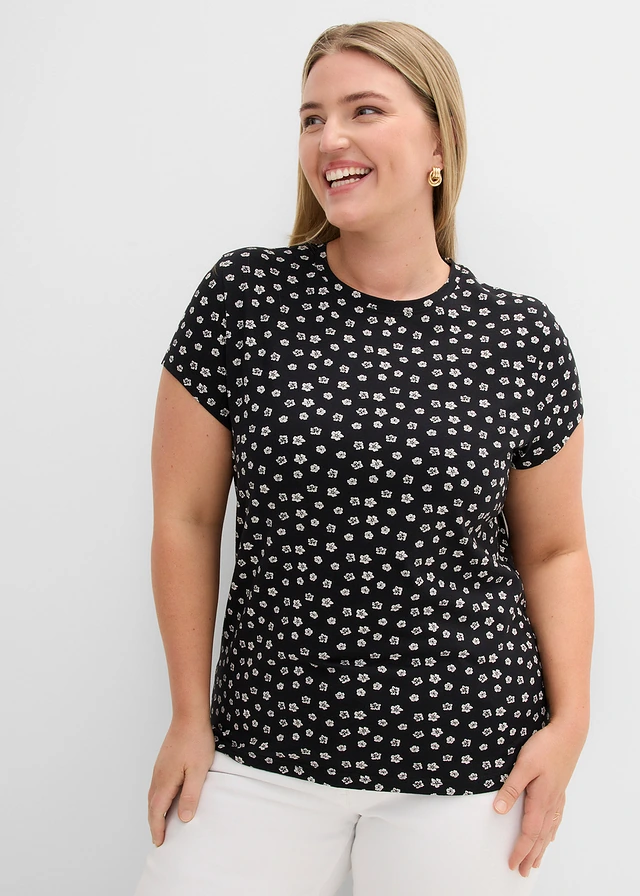 Shirt (set van 3), Kleur: wit+zwart+flower