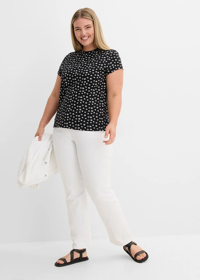 Shirt (set van 3), Kleur: wit+zwart+flower