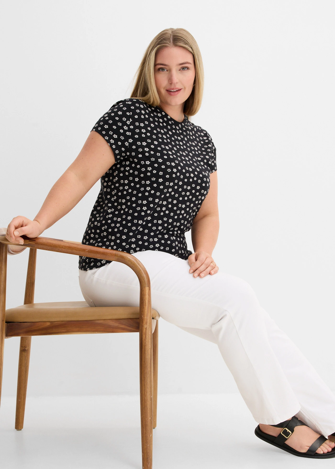 Triko (3 ks v balení) • bílá + černá + leopardí vzor plus size • bonprix obchod