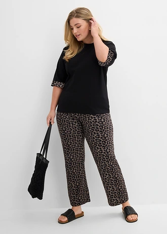 Hanorac leo din mix de bumbac, culoare: negru-maro închis-maro mediu-bej-piatră leo