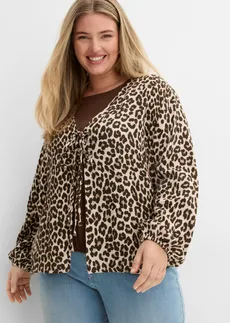 Bolerko z mušelínu, barva: šedobéžová s leopardím potiskem