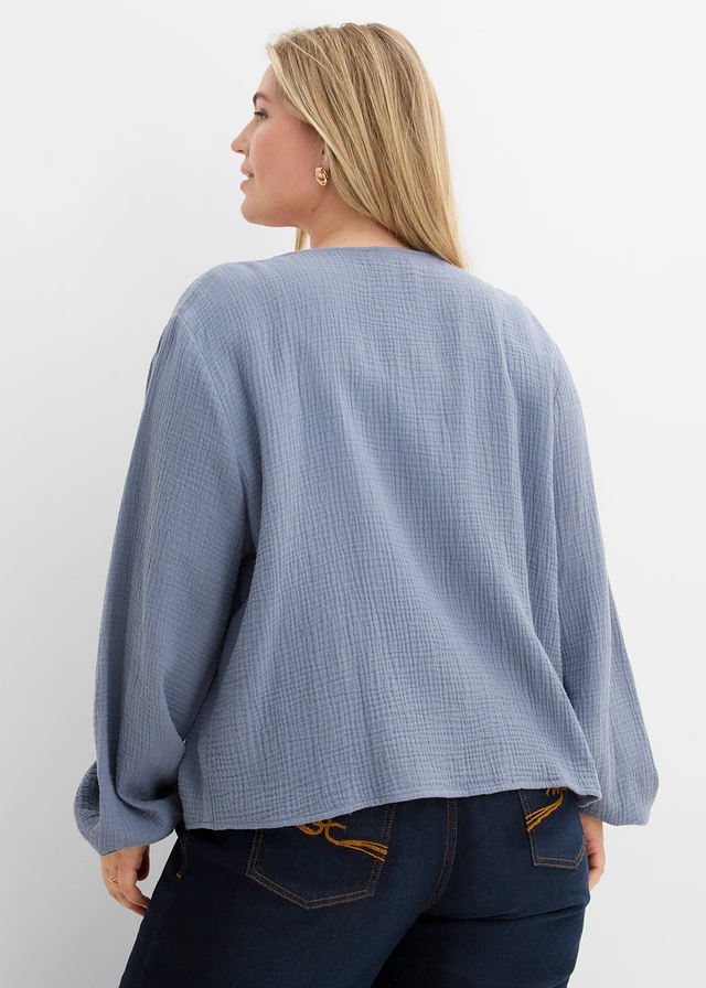 Boléro en gaze de coton, Couleur: bleu fumé