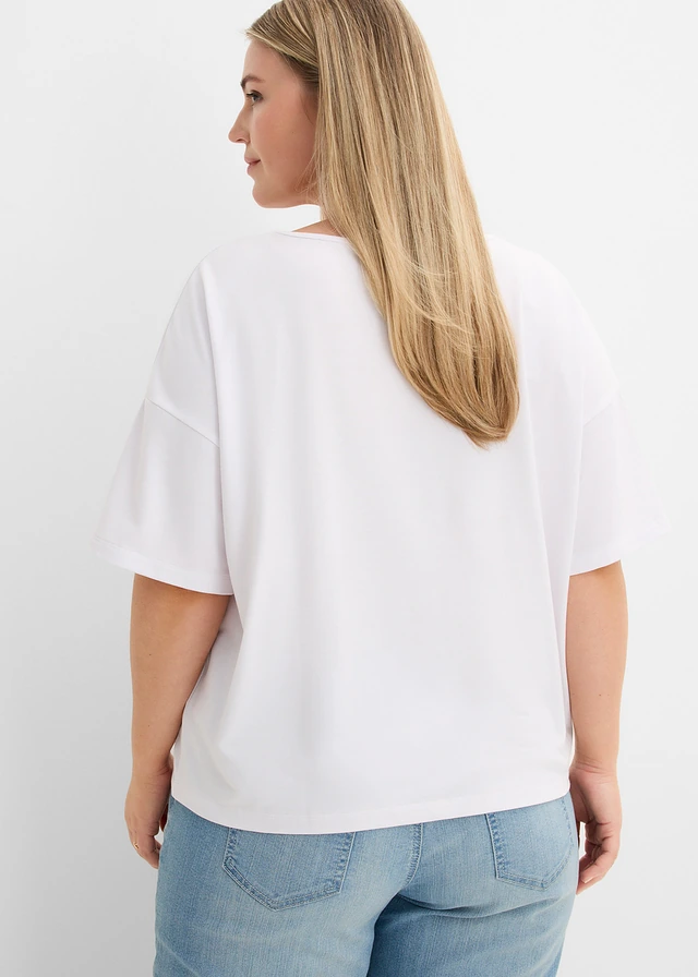 Sweat léger en viscose mélangée, Couleur: blanc imprimé