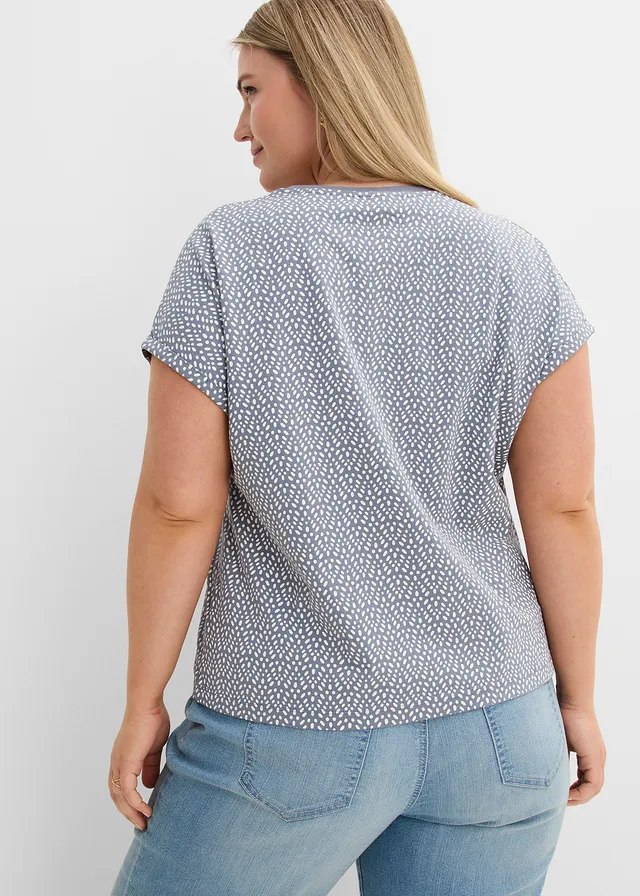 Lot de 2 T-shirts, Couleur: bleu fumé imprimé + jaune pastel uni